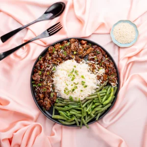 Beef Teriyaki with Rice & String Beans