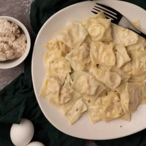 Ricotta, Feta, Caramelized Onions and Lemon Zest Ravioli